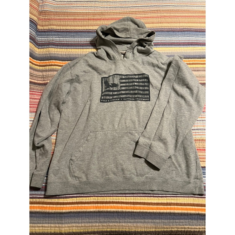 Field and Stream Outdoor Equipment Gray Graphic Hoodie‎ Mens XL